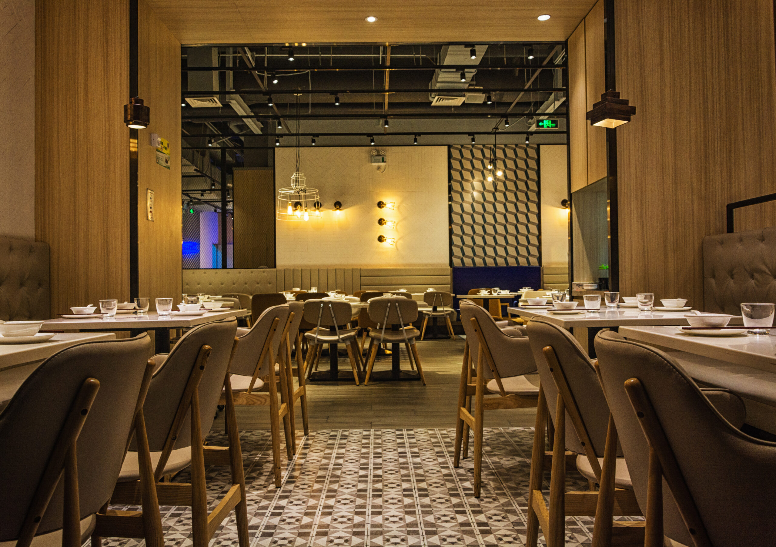 Restaurant dining room cleaned to a hygiene standard